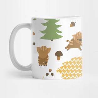 Boar family is in the forest seamless pattern Mug